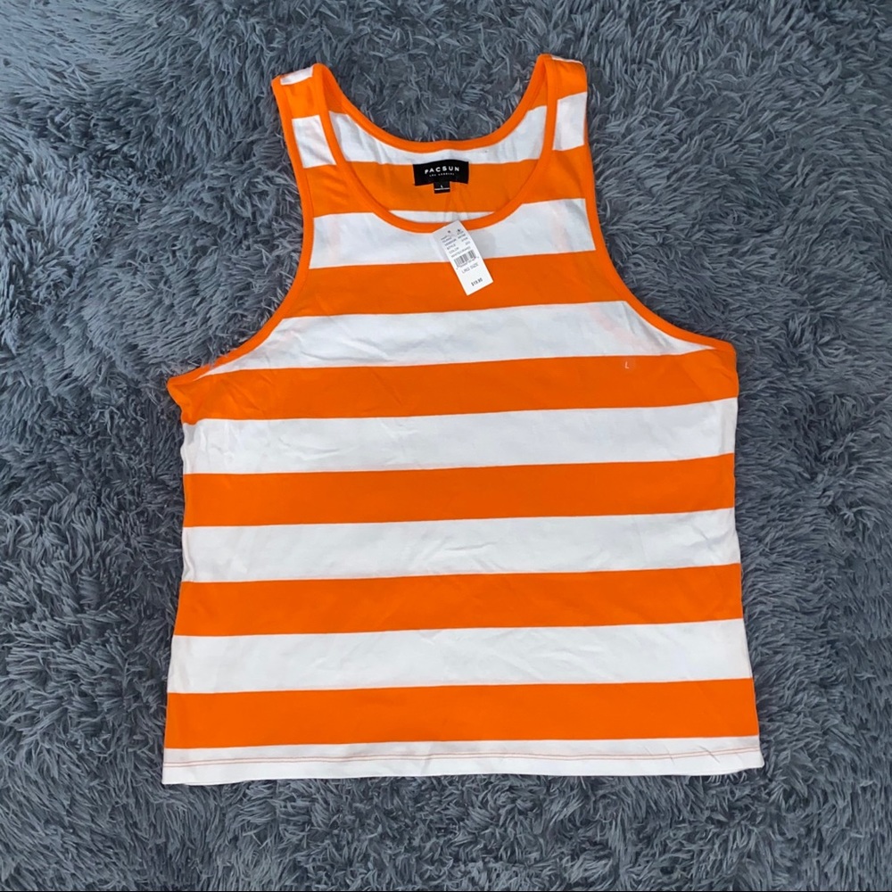 NEW Pacsun White Orange Tank Top Summer Striped